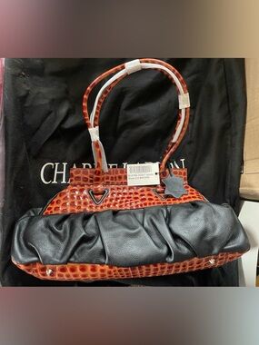 Charlie Lapson Vintage Style 233 Black & Brown Leather Purse A14789 NWT